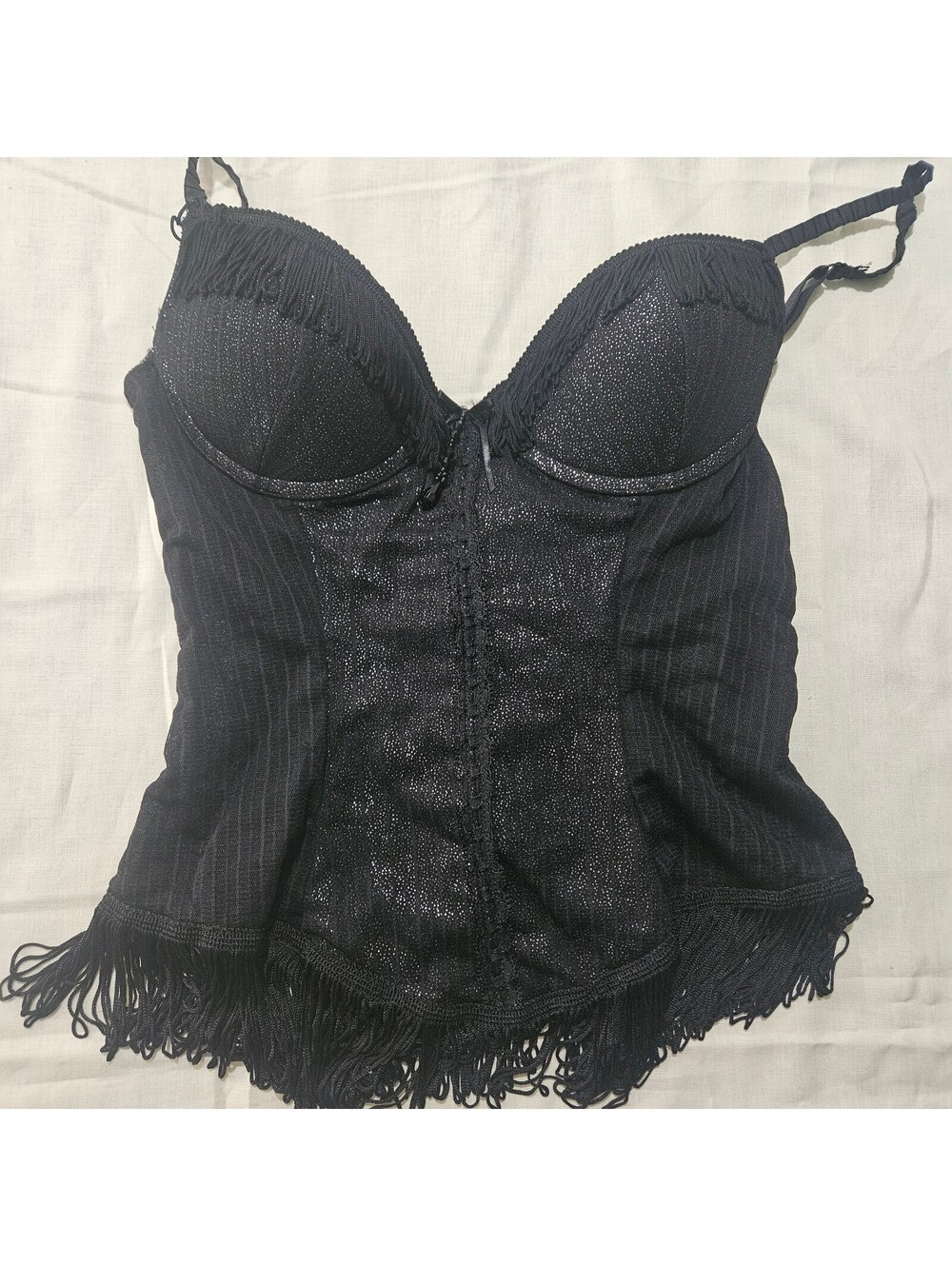Seductive by Cinema Etoile Black Corset Top Size Small Tassels